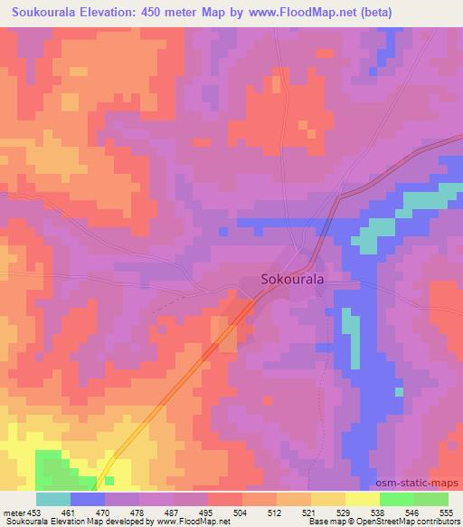 Soukourala,Guinea Elevation Map