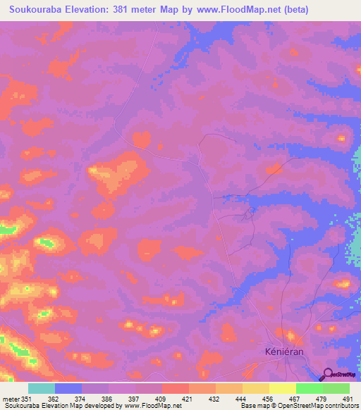 Soukouraba,Guinea Elevation Map