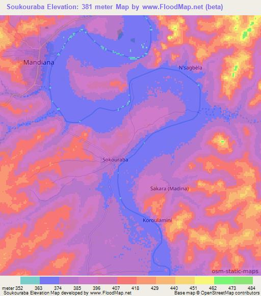 Soukouraba,Guinea Elevation Map