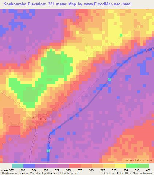 Soukouraba,Guinea Elevation Map