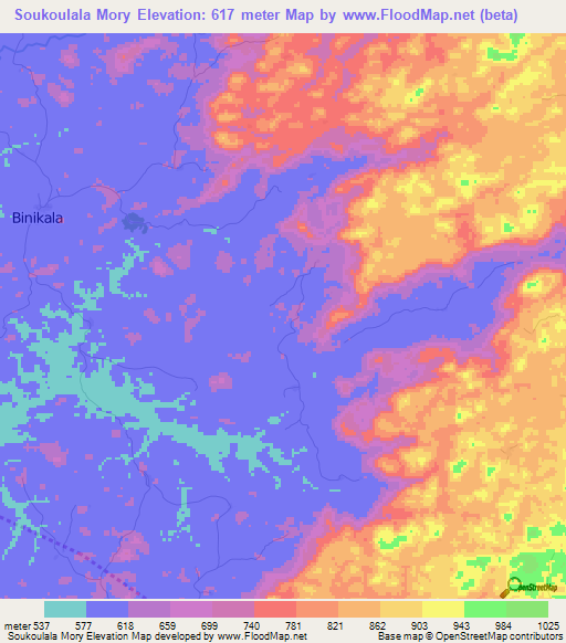 Soukoulala Mory,Guinea Elevation Map