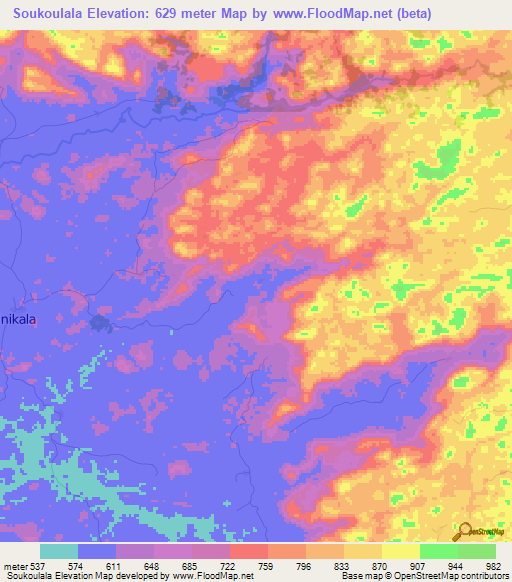 Soukoulala,Guinea Elevation Map