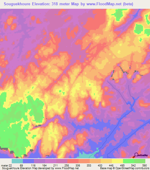 Souguekhoure,Guinea Elevation Map