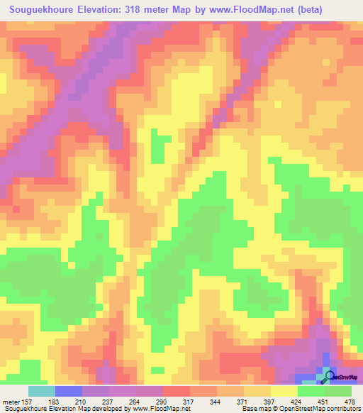 Souguekhoure,Guinea Elevation Map