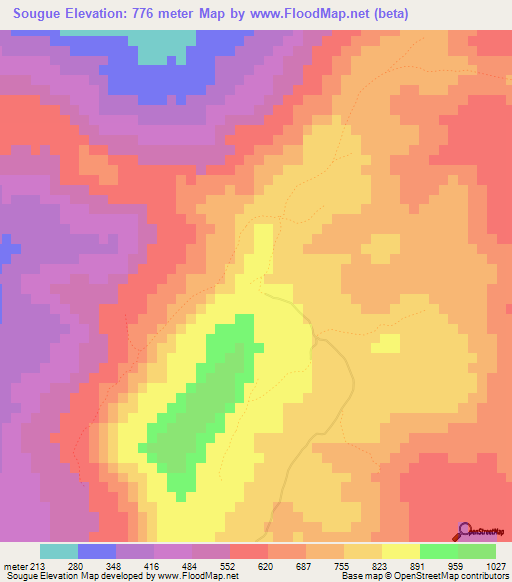 Sougue,Guinea Elevation Map