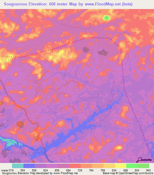 Sougouroou,Guinea Elevation Map