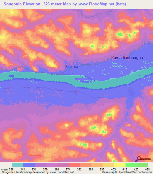 Sougoula,Guinea Elevation Map