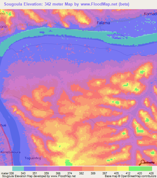 Sougoula,Guinea Elevation Map