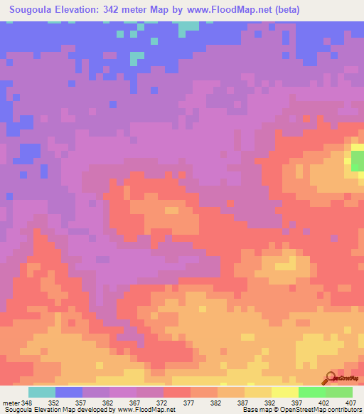 Sougoula,Guinea Elevation Map