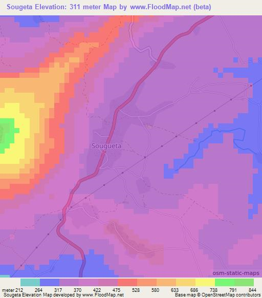 Sougeta,Guinea Elevation Map