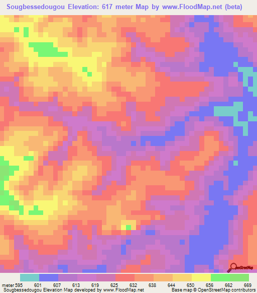 Sougbessedougou,Guinea Elevation Map