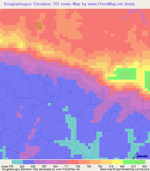 Sougbadougou,Guinea Elevation Map