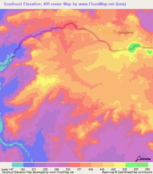 Soudouol,Guinea Elevation Map