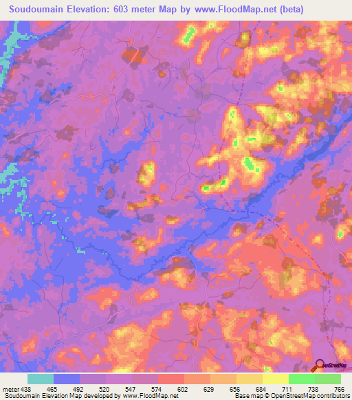 Soudoumain,Guinea Elevation Map