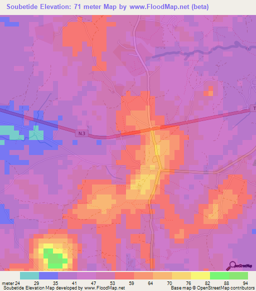 Soubetide,Guinea Elevation Map