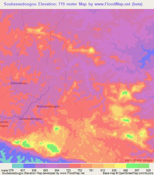 Soubessedougou,Guinea Elevation Map