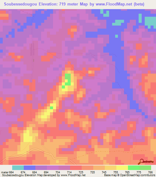 Soubessedougou,Guinea Elevation Map