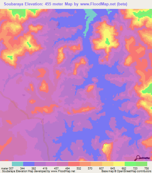 Soubaraya,Guinea Elevation Map