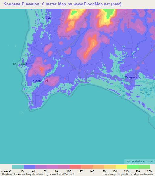 Soubane,Guinea Elevation Map