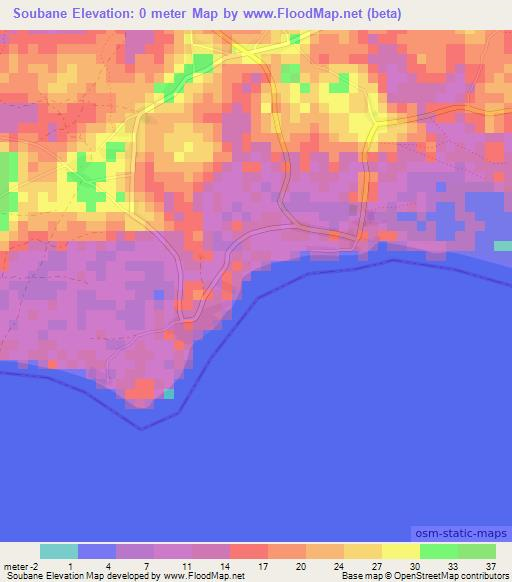 Soubane,Guinea Elevation Map