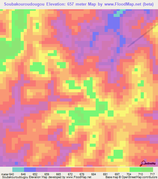 Soubakouroudougou,Guinea Elevation Map