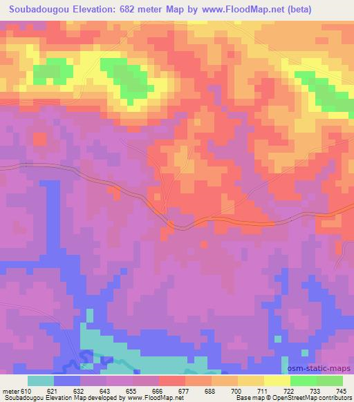 Soubadougou,Guinea Elevation Map