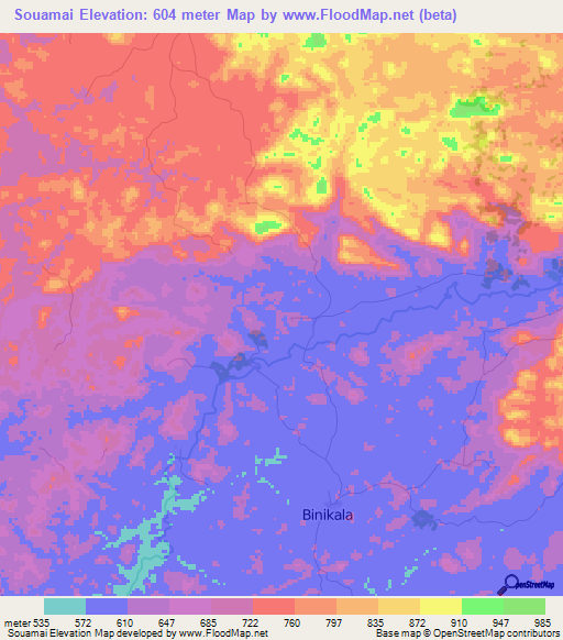 Souamai,Guinea Elevation Map