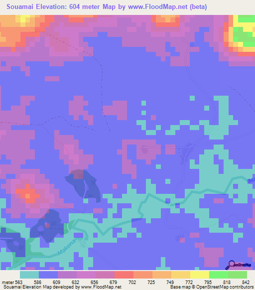 Souamai,Guinea Elevation Map