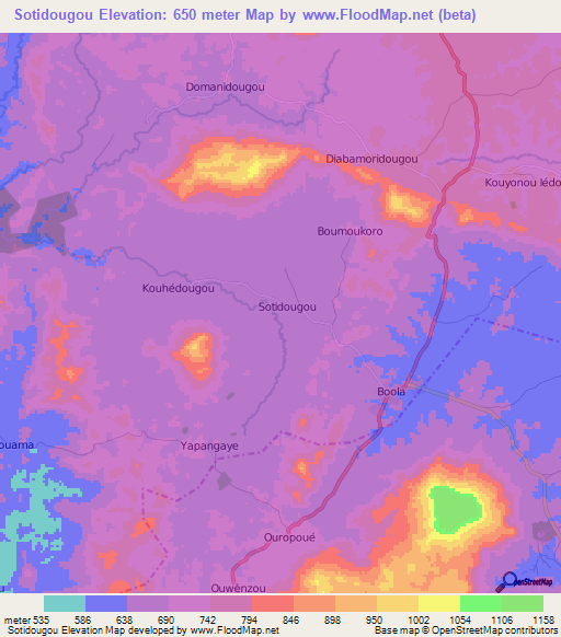 Sotidougou,Guinea Elevation Map