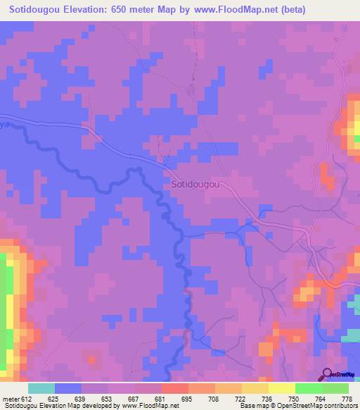 Sotidougou,Guinea Elevation Map