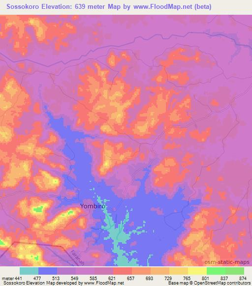 Sossokoro,Guinea Elevation Map