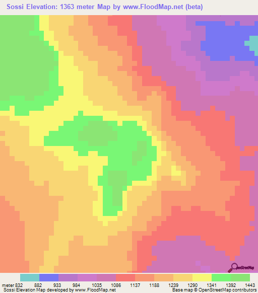 Sossi,Guinea Elevation Map