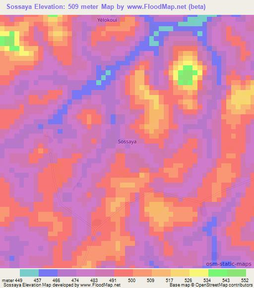 Sossaya,Guinea Elevation Map