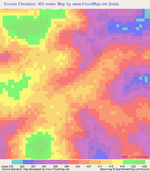 Sorona,Guinea Elevation Map