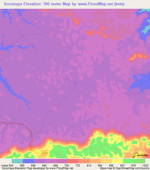 Soromaya,Guinea Elevation Map