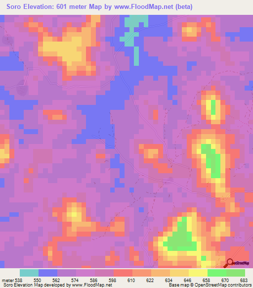 Soro,Guinea Elevation Map