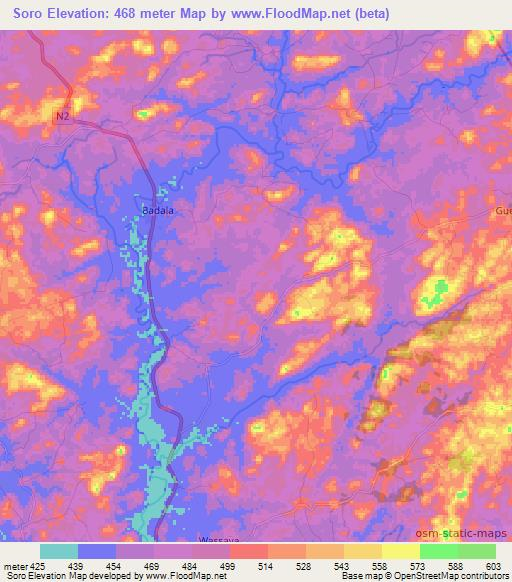 Soro,Guinea Elevation Map