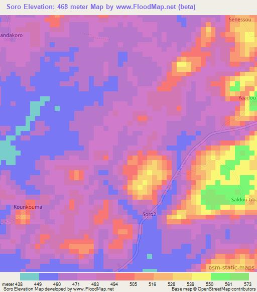 Soro,Guinea Elevation Map