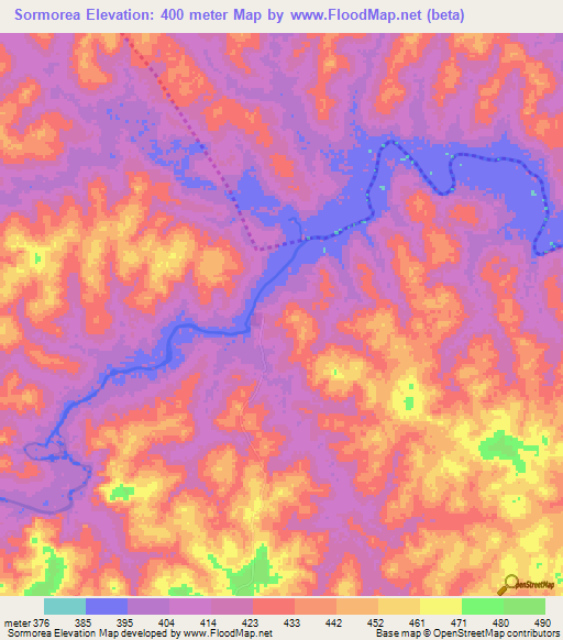 Sormorea,Guinea Elevation Map