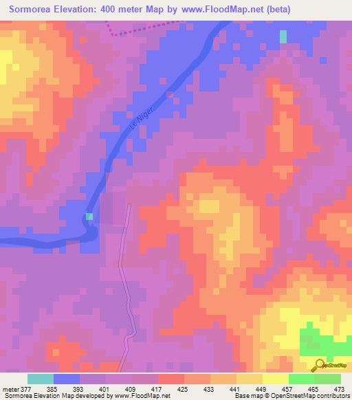 Sormorea,Guinea Elevation Map