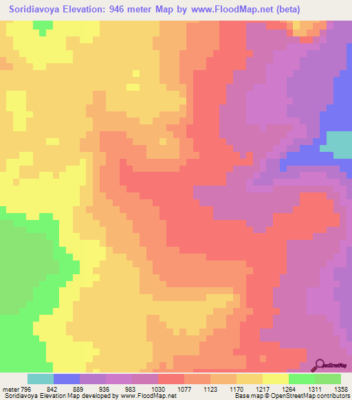 Soridiavoya,Guinea Elevation Map