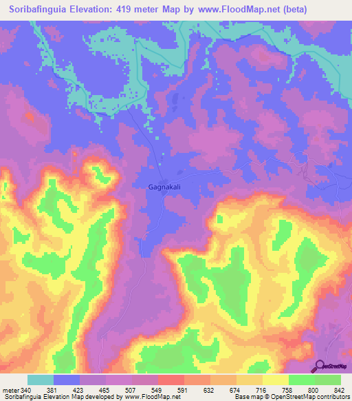 Soribafinguia,Guinea Elevation Map