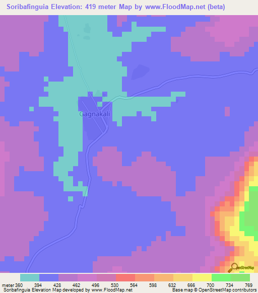 Soribafinguia,Guinea Elevation Map