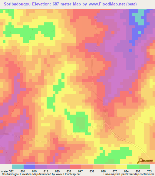 Soribadougou,Guinea Elevation Map