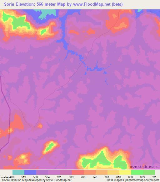 Soria,Guinea Elevation Map