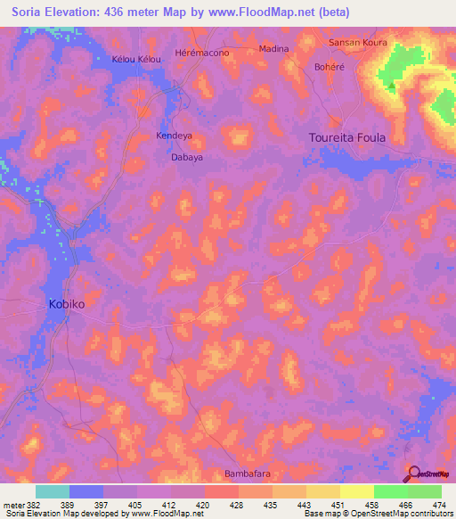 Soria,Guinea Elevation Map