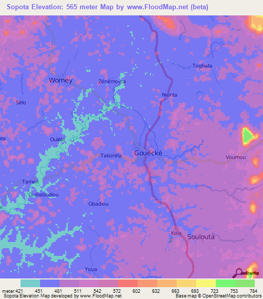 Sopota,Guinea Elevation Map