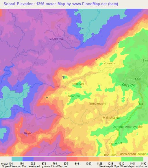 Sopari,Guinea Elevation Map