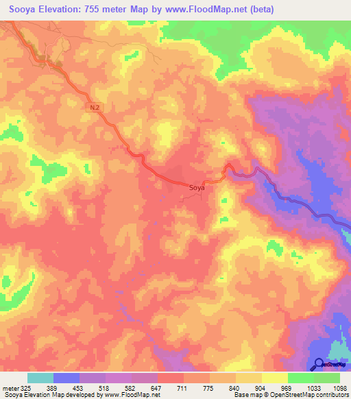 Sooya,Guinea Elevation Map