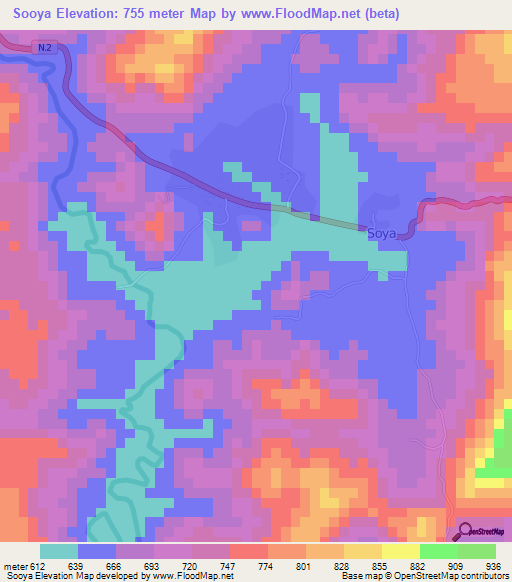 Sooya,Guinea Elevation Map